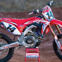 Custom Honda Dirt Bike Striker Series Red White Black Graphics